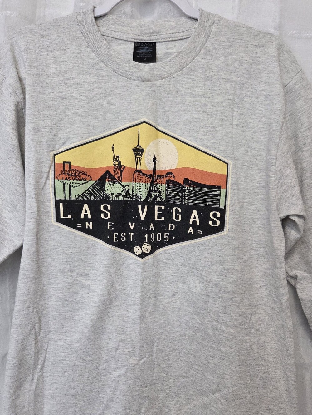 Las Vegas Graphic Women's Long Sleeve Sweatshirt - Light Gray Size M